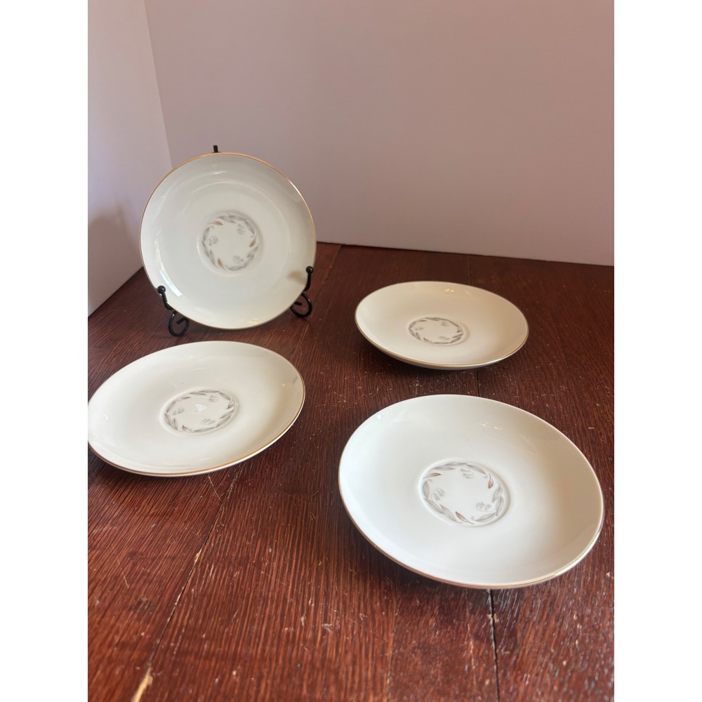 Kaysons Fine China Golden Fantasy Saucers Set of 4 Japan Vintage Gold Rim 5.75in
